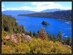 Kalifornia, Lasy, Wysepka, Jezioro, Tahoe